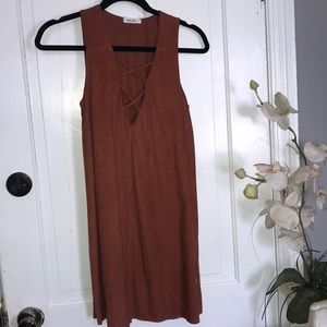 Lattice cut shift dress